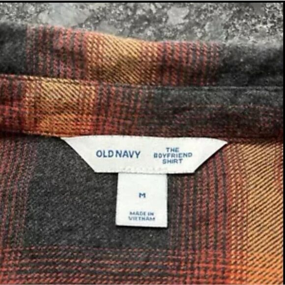 Old Navy Evermore Flannel Shirt women's Medium orange plaid Swiftie Eras tour - Picture 7 of 13